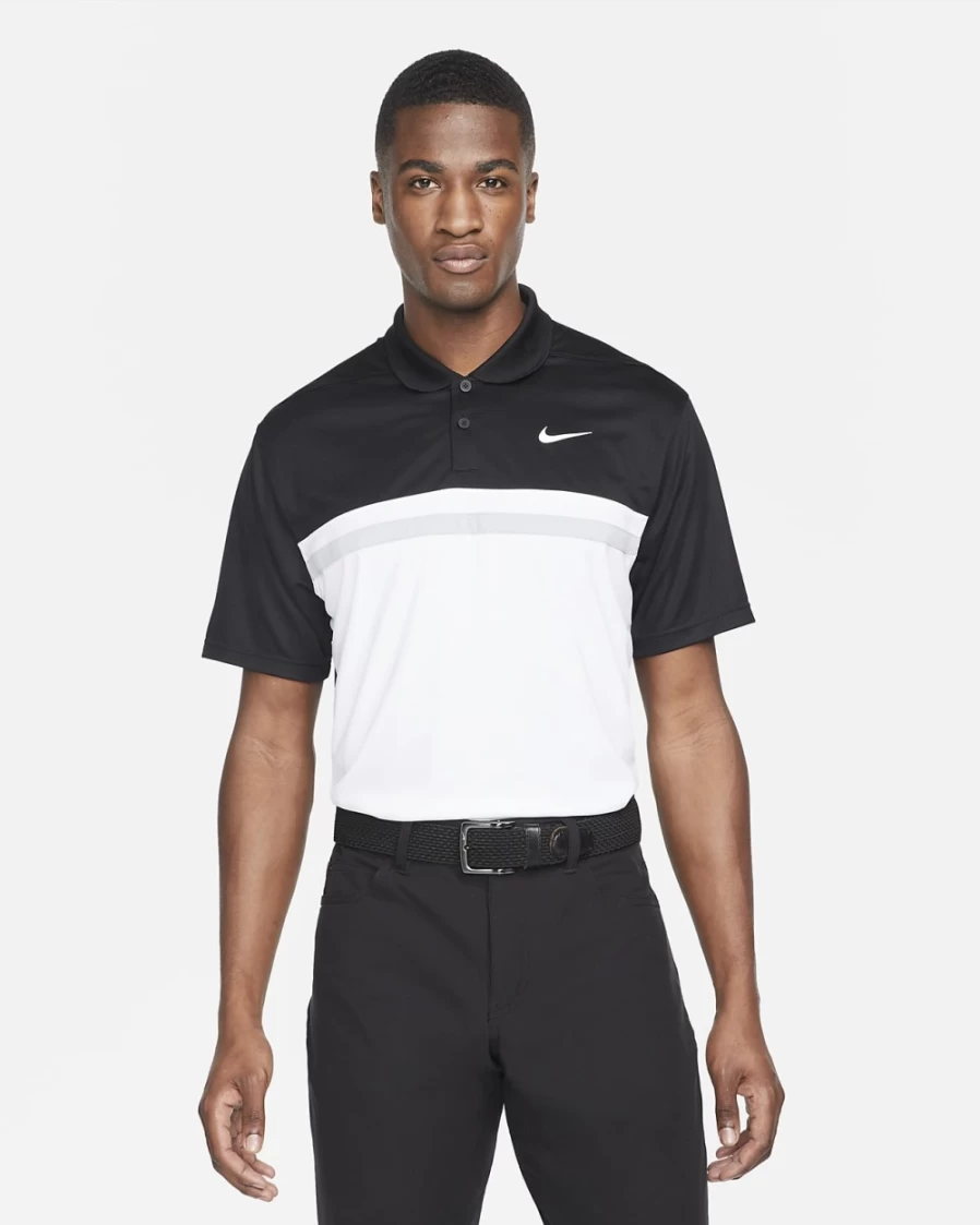 Nike Dri-FIT Victory Men's Golf Polo Shirt - Moisture-Wicking Performance Top for Men in Black, White & Light Smoke Grey
