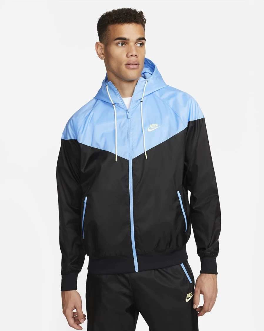 Nike Sportswear Windrunner Men's Hooded Jacket - Black/University Blue/Citron Tint