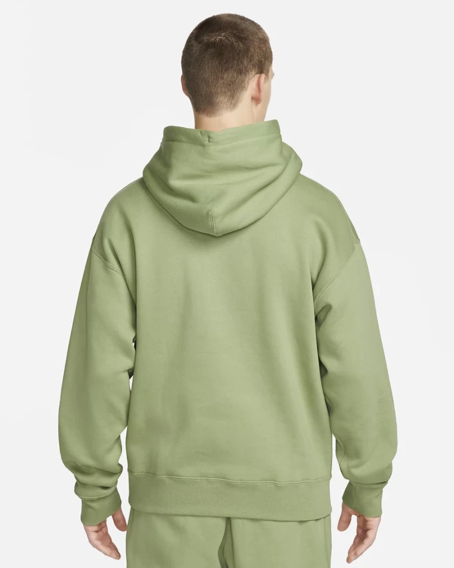 Nike Solo Swoosh Men's Oil Green & White Fleece Pullover Hoodie