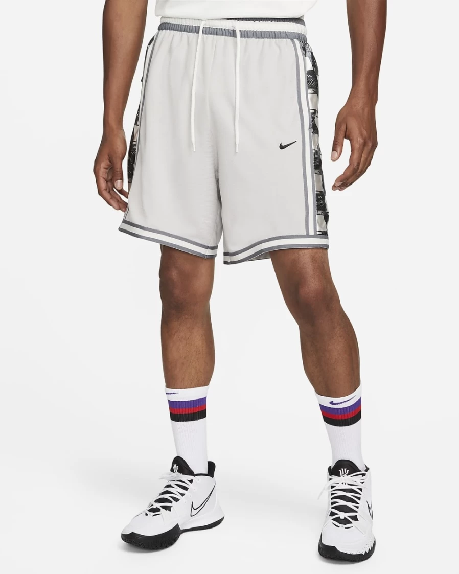 Nike Dri-FIT DNA+ Men's 8" Basketball Shorts - Light Iron Ore/Black - Moisture-Wicking Performance Shorts for Men