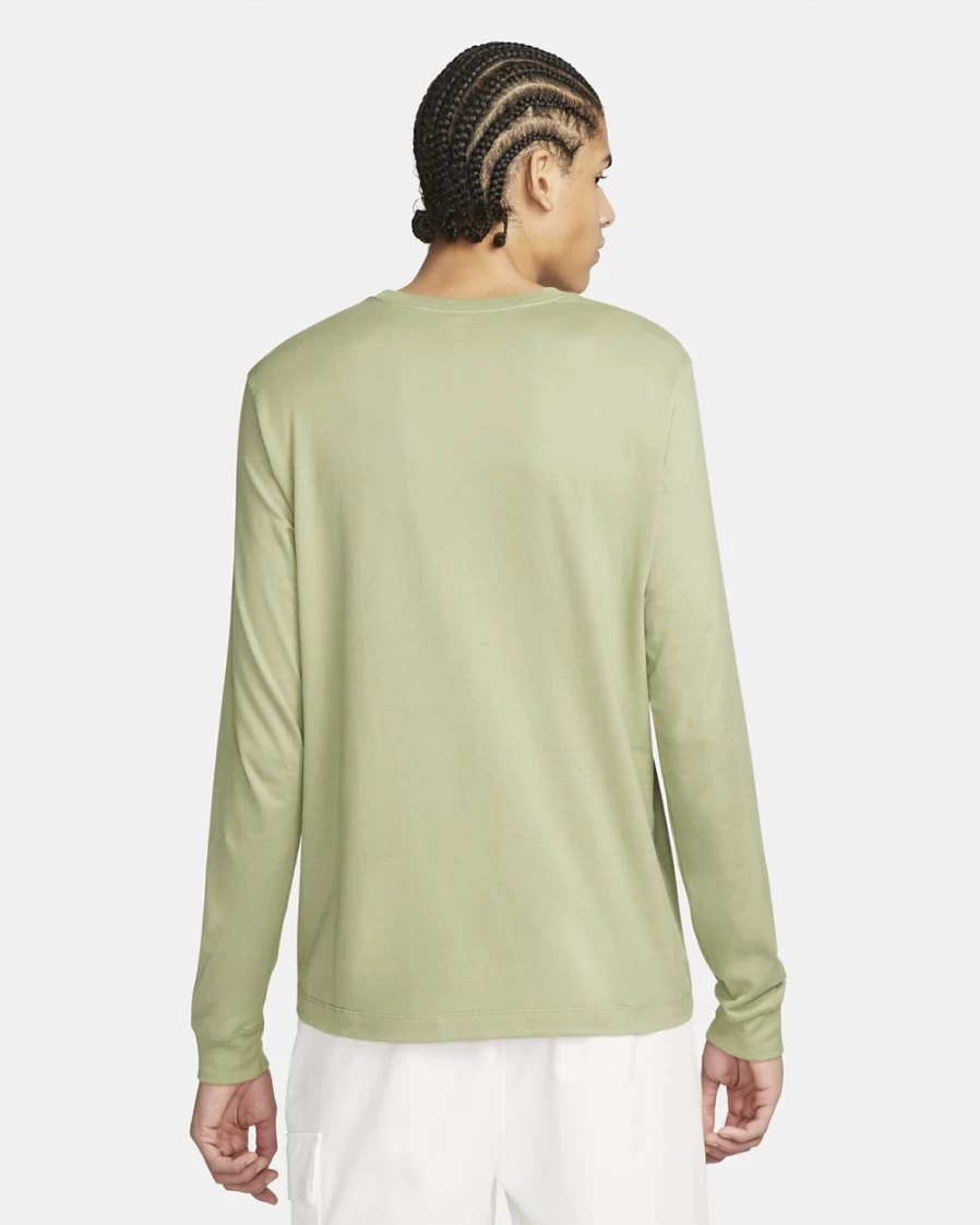 Nike Men's Oil Green Long-Sleeve T-Shirt | Sportswear Essential