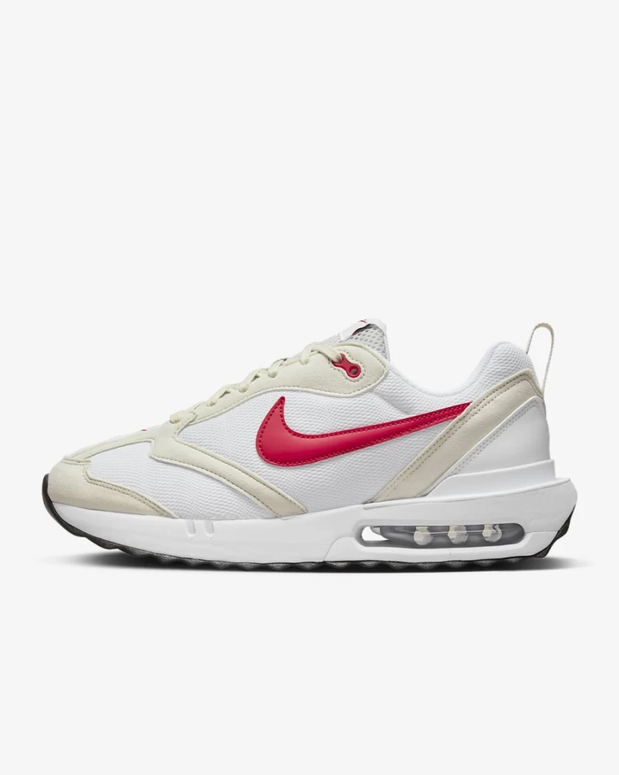 Nike Air Max Dawn Men's Shoes - White/Light Bone/Black/University Red Running Sneakers for Men