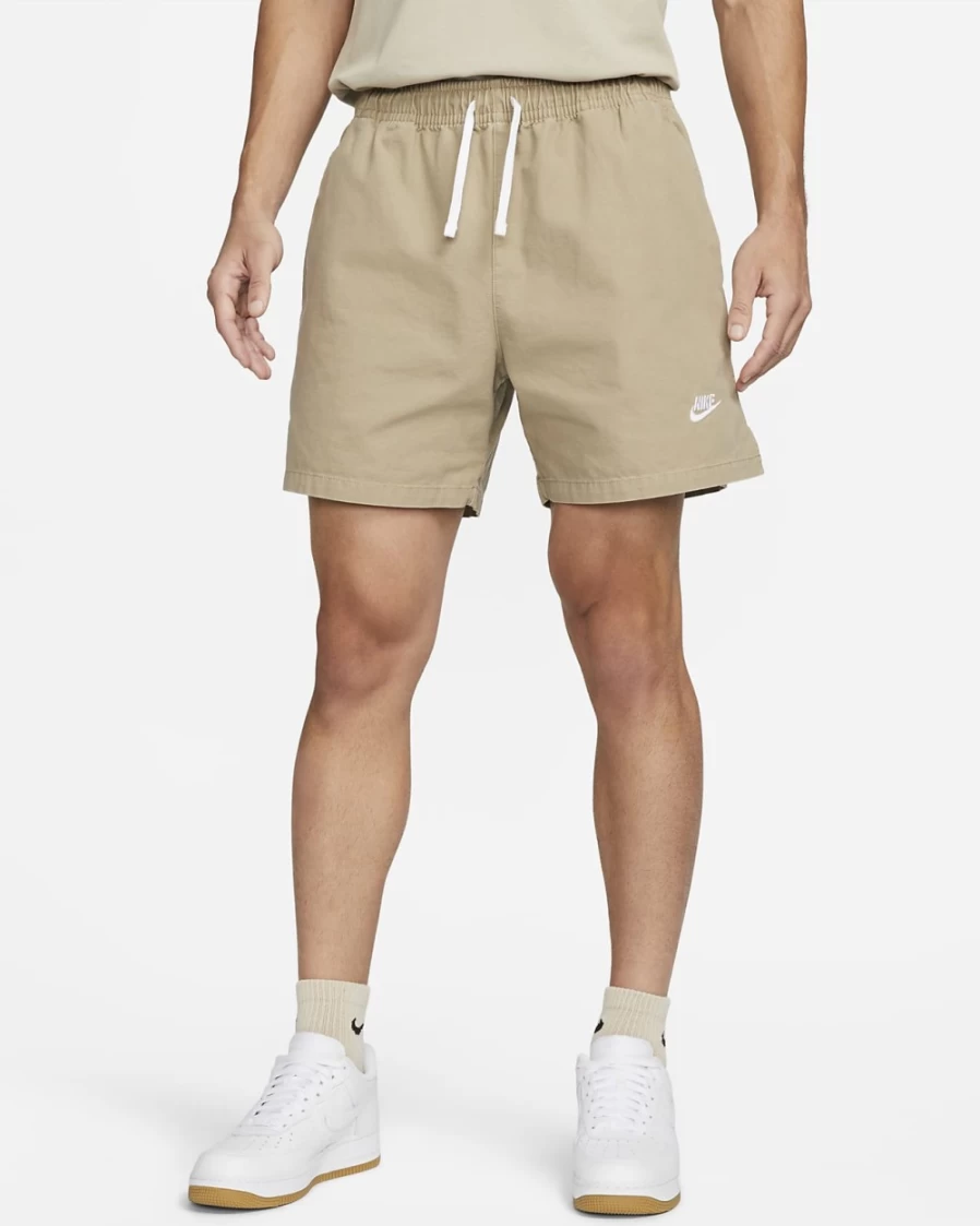 Nike Club Fleece Men's Woven Flow Shorts - Khaki/White Casual Comfort Athletic Wear