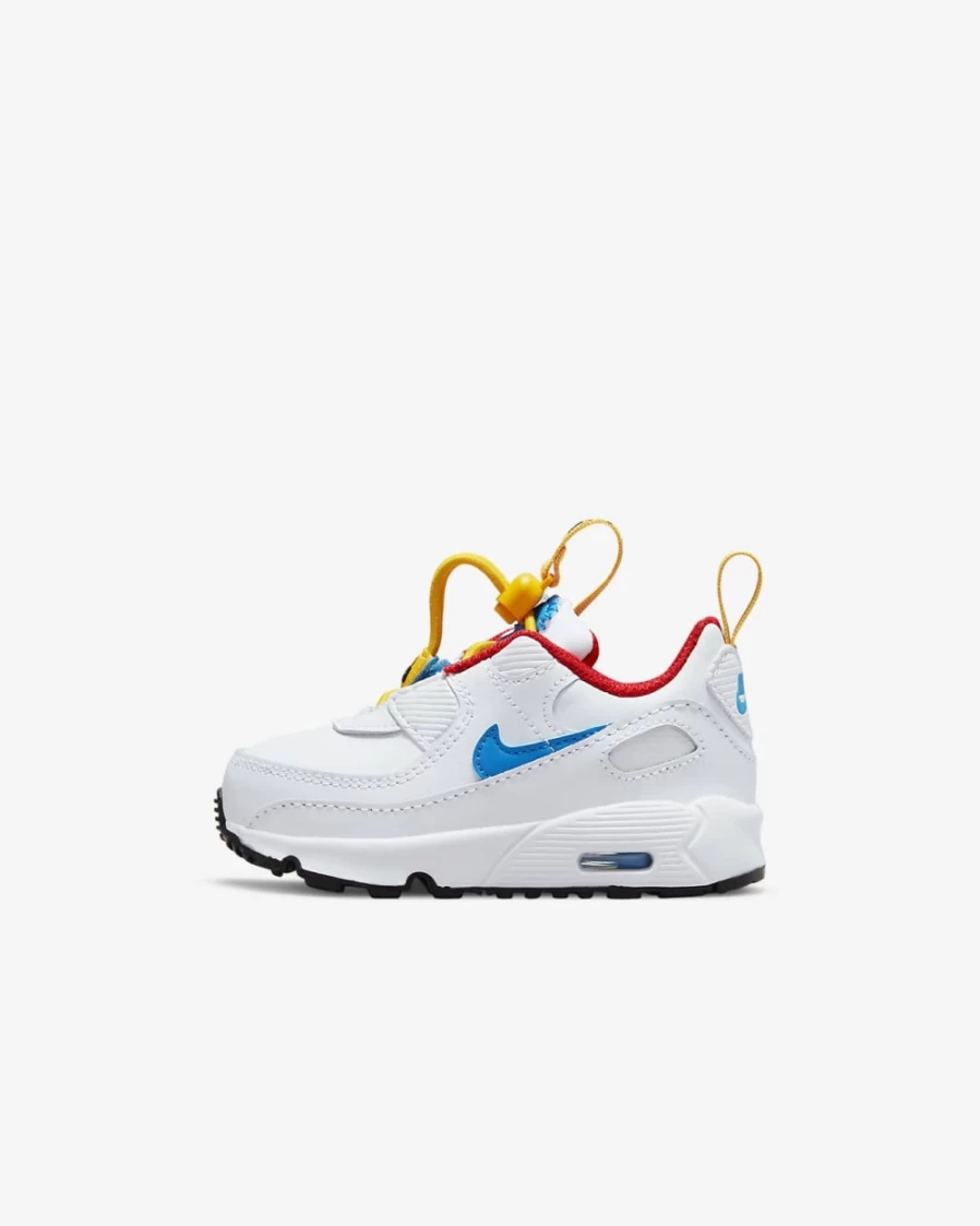 Nike Air Max 90 Toggle Baby Toddler Shoes - White University Gold Red Photo Blue - Boys Girls Casual Sneakers