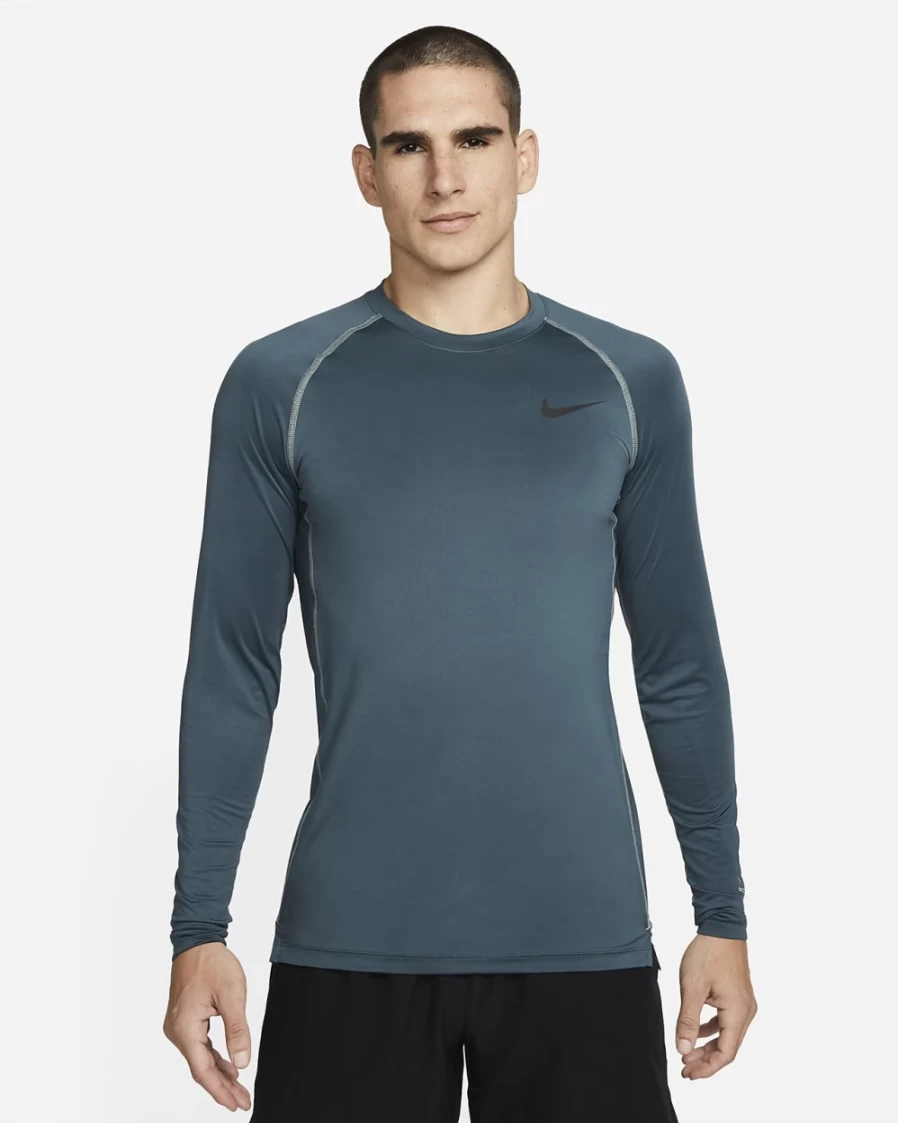 Nike Pro Dri-FIT Men's Slim Fit Long-Sleeve Top - Faded Spruce/Mica Green Performance Shirt