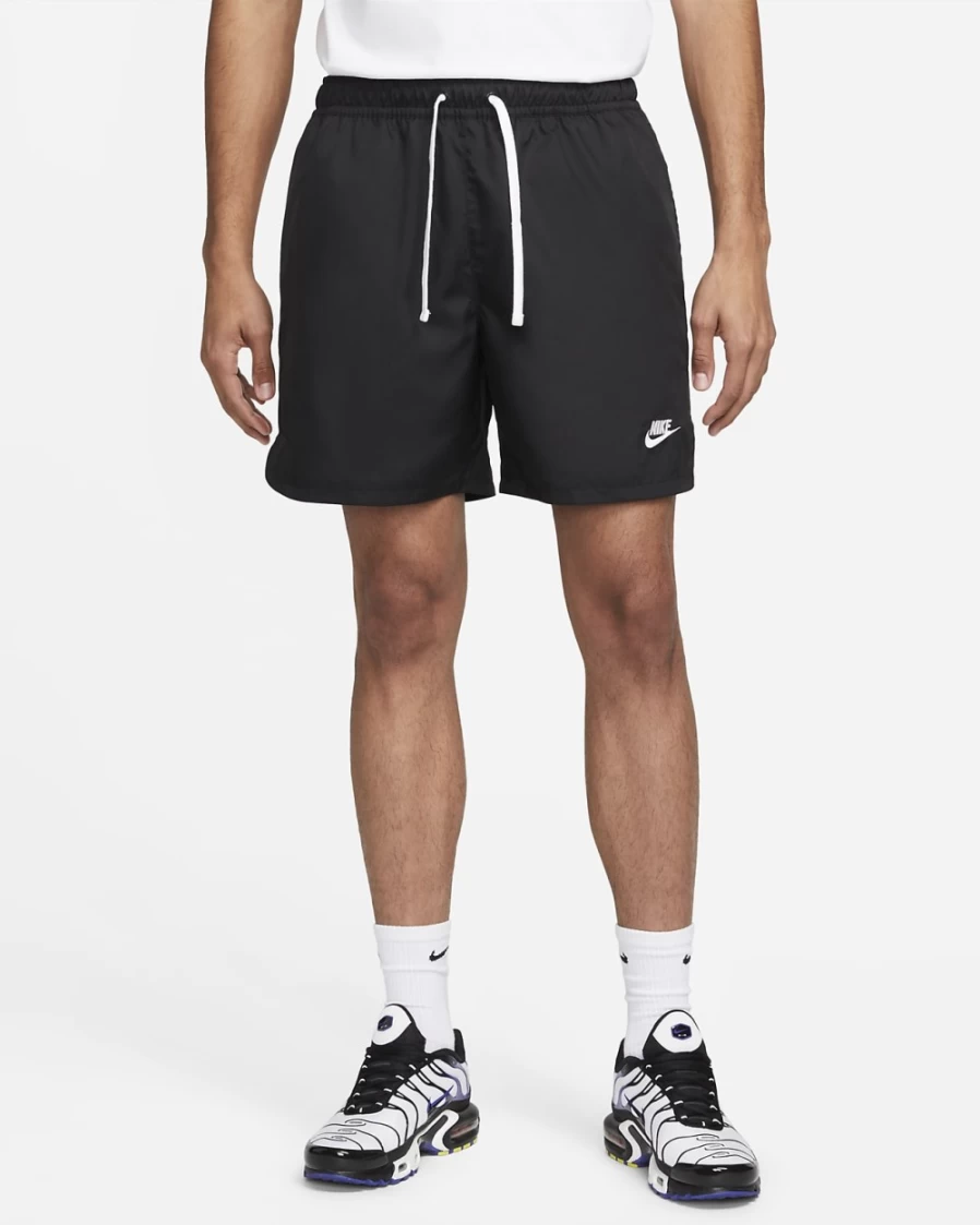 Nike Men's Sport Essentials Woven Lined Flow Shorts - Black/White Athletic Training Apparel