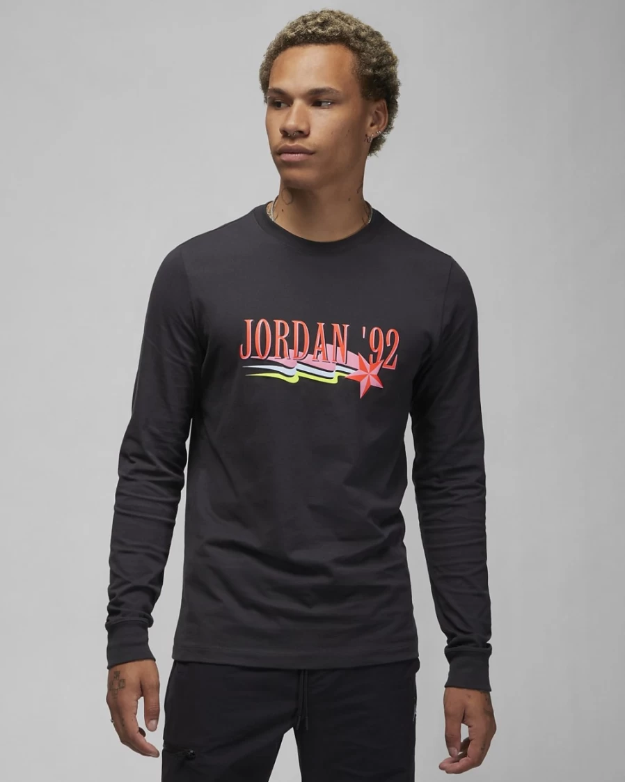 Nike Men's Off Noir/Infrared 23 Long-Sleeve T-Shirt - Jordan Brand Collection