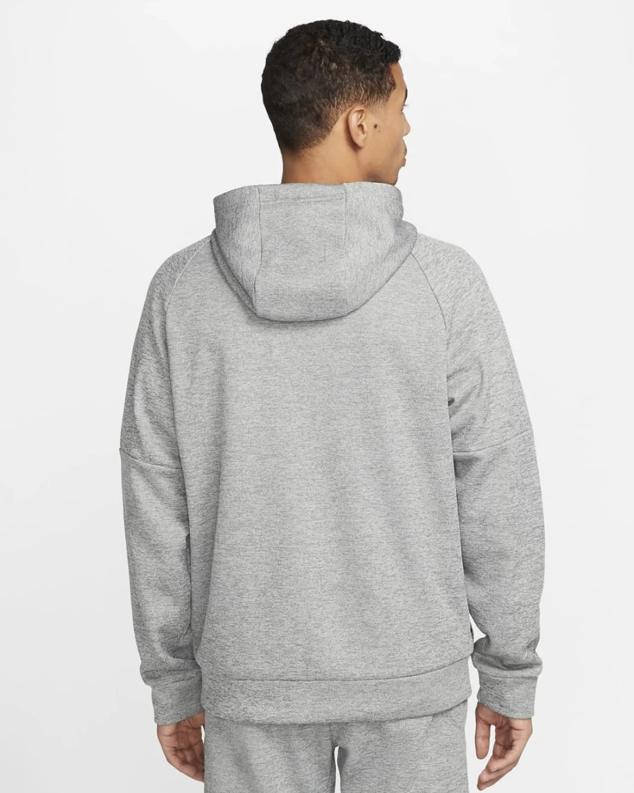 Nike Therma-FIT Men's Dark Grey Heather Full-Zip Hoodie - Lightweight Fitness Jacket for Training & Running