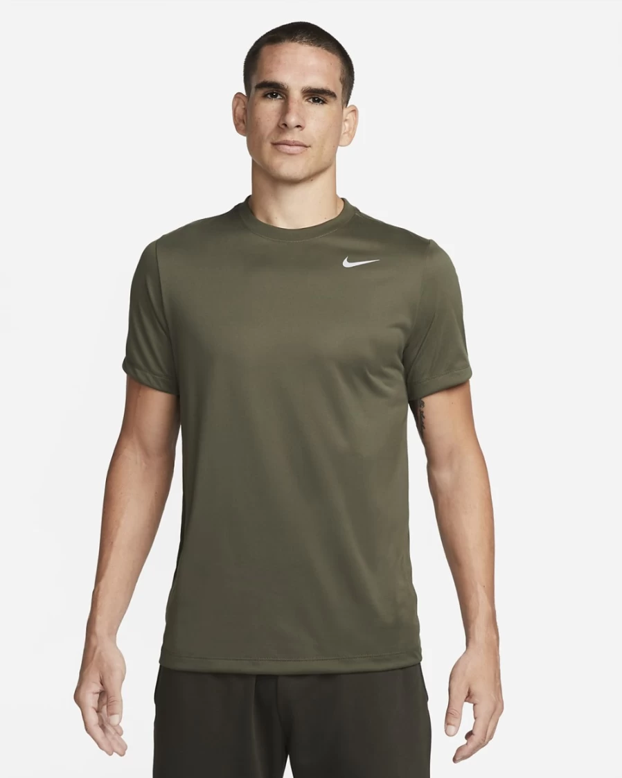 Nike Dri-FIT Legend Men's Fitness T-Shirt - Cargo Khaki/Matte Silver - Moisture-Wicking Workout Top