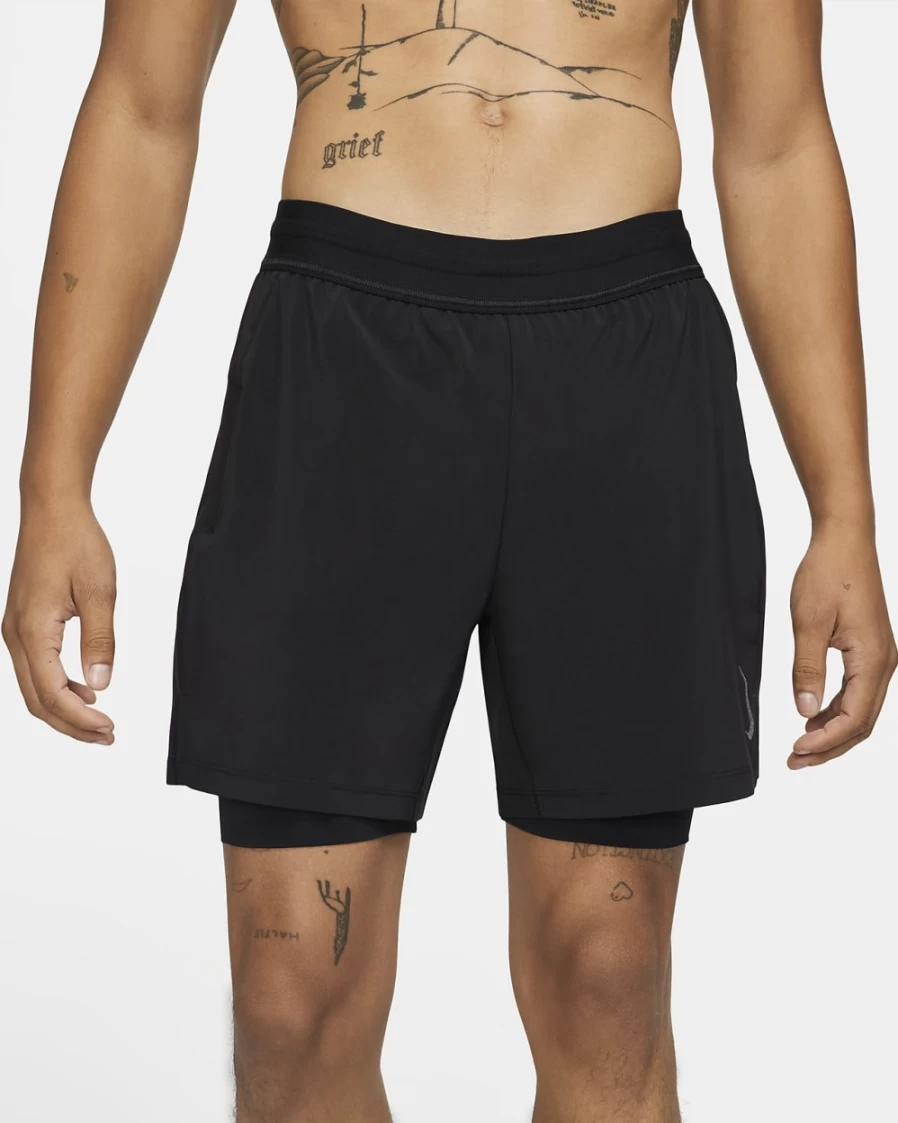 Nike Men's Black 2-in-1 Yoga Shorts for Training & Comfort