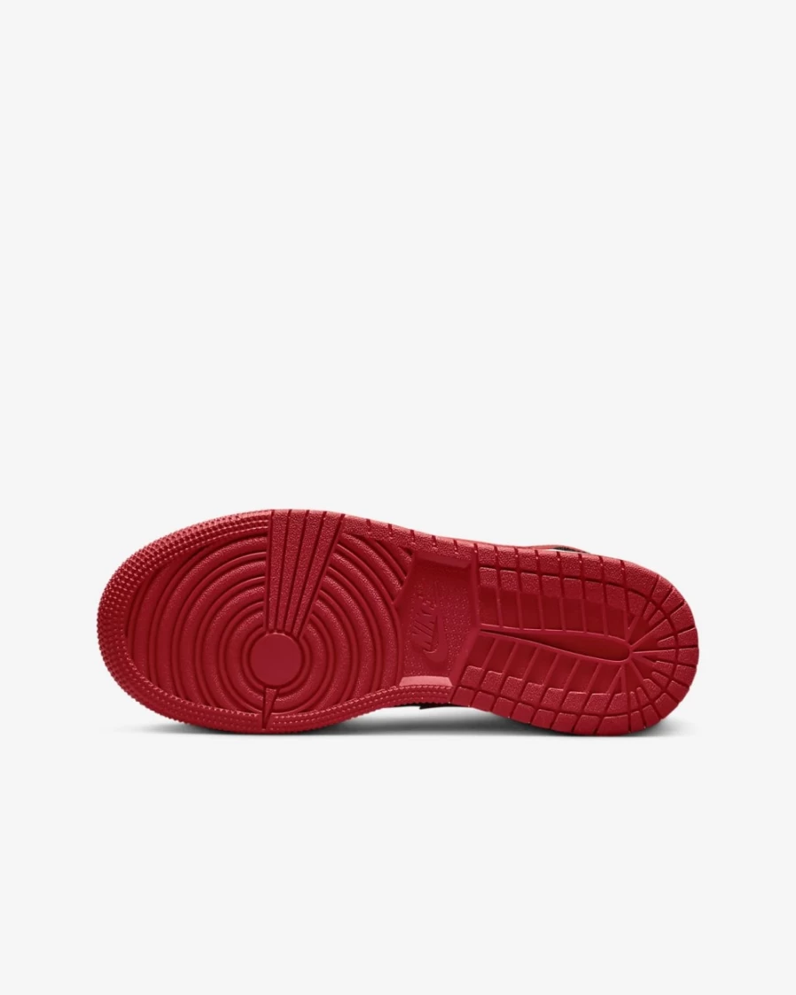 Nike Air Jordan 1 Mid Big Kids' Shoes - Black/White/Fire Red - Boys & Girls Basketball Sneakers