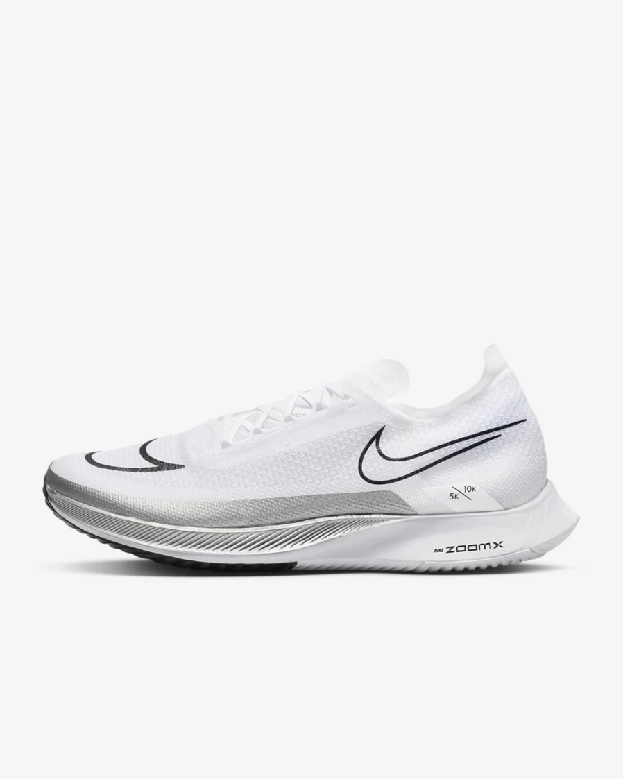 Nike Streakfly Men's Road Racing Shoes - White/Metallic Silver/Black Lightweight Running Sneakers