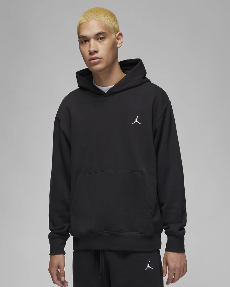 Nike Jordan Brooklyn Fleece Men's Pullover Hoodie - Black/White