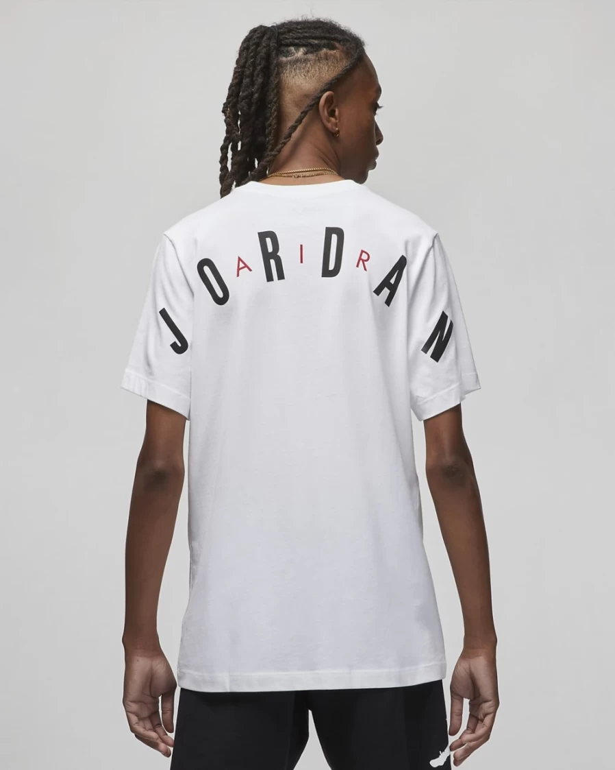 Nike Jordan Air Men's T-Shirt - White, Black, Gym Red Athletic Tee