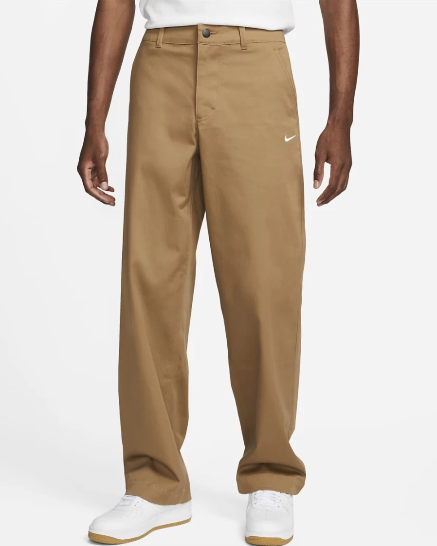 Nike Men's Dark Driftwood Cotton Chino Pants - Comfortable Unlined Casual Trousers