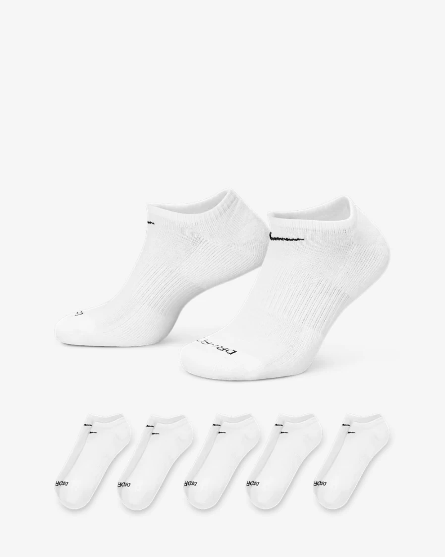 Nike Men's Everyday Plus Cushioned No-Show Socks 6-Pack (White/Black) - Training & Athletic Crew Socks