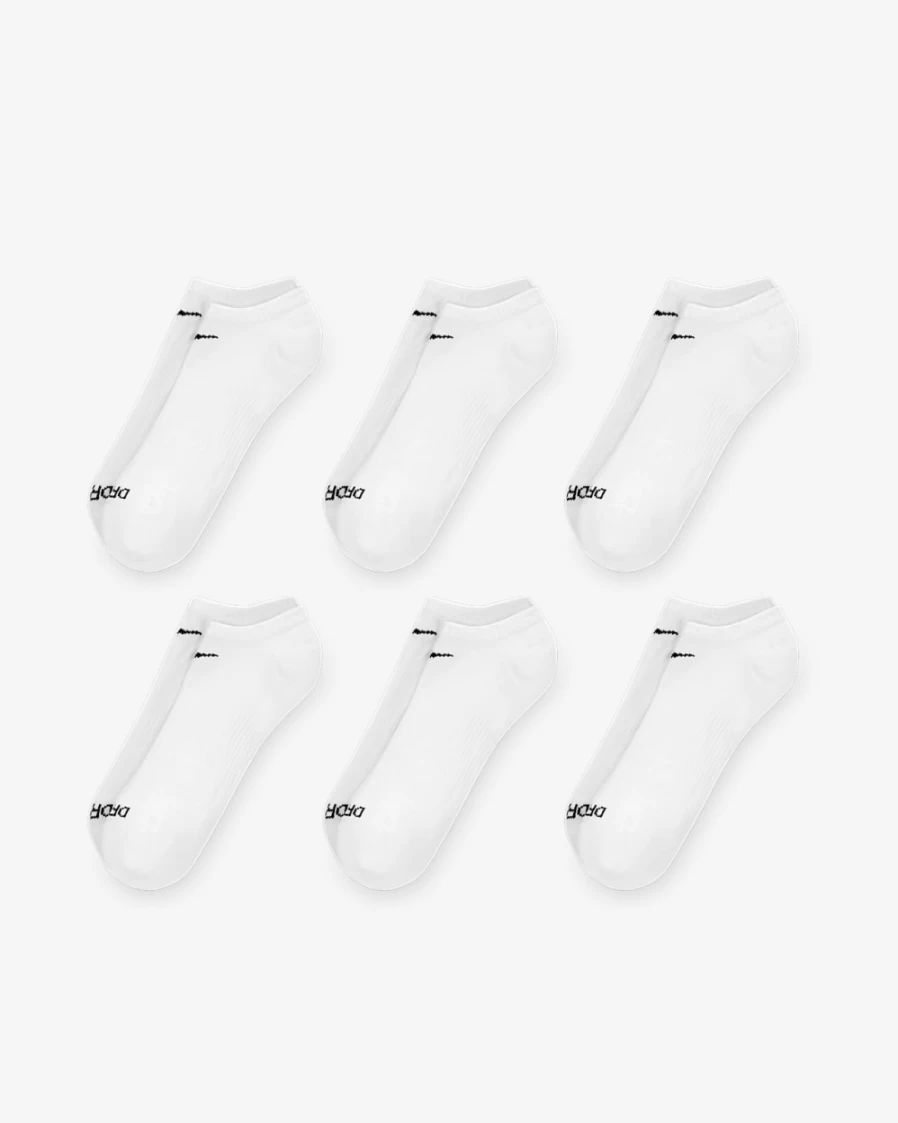 Nike Men's Everyday Plus Cushioned No-Show Socks 6-Pack (White/Black) - Training & Athletic Socks