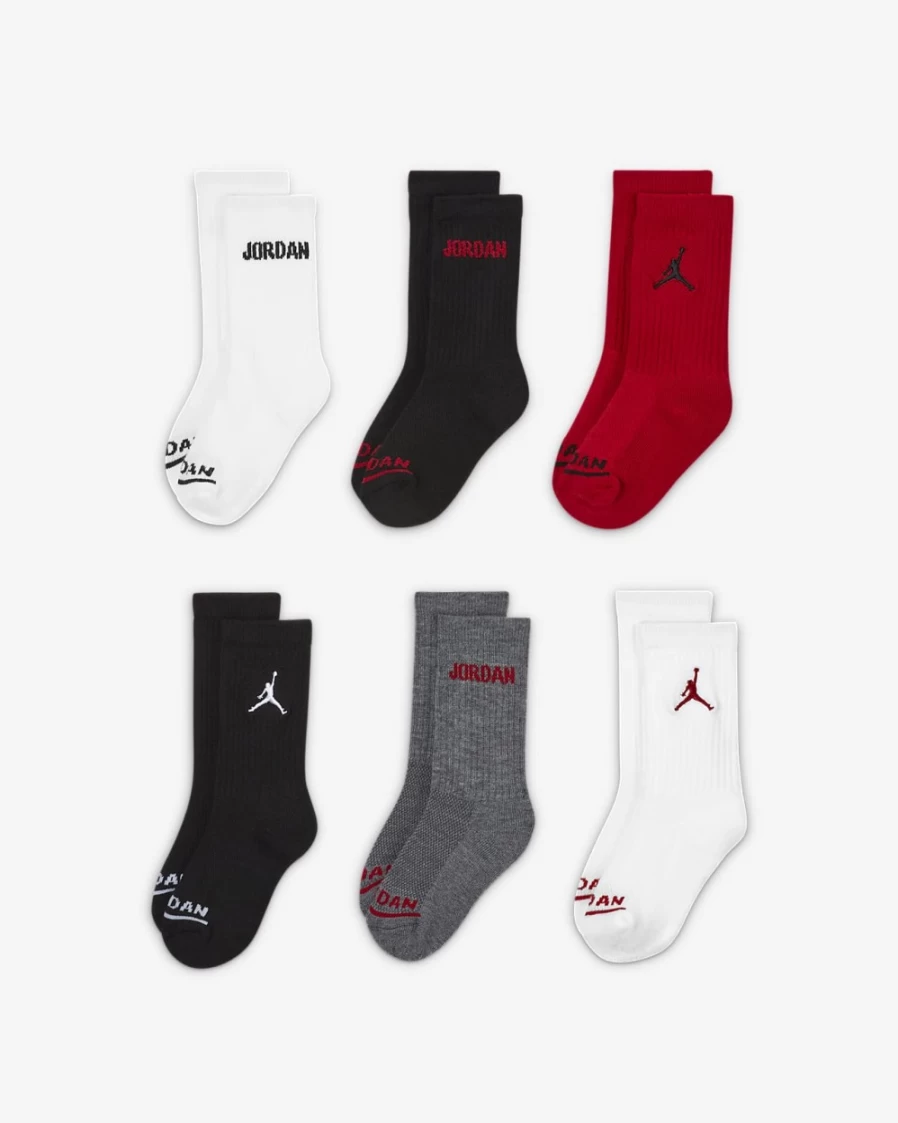 Nike Jordan Legend Kids' Crew Socks (6 Pairs) - Gym Red for Boys and Girls