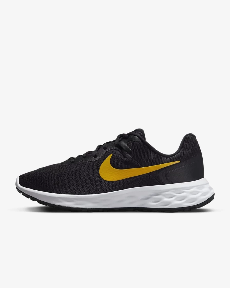 Nike Revolution 6 Next Nature Men's Road Running Shoes - Black/Light Silver/White/University Gold