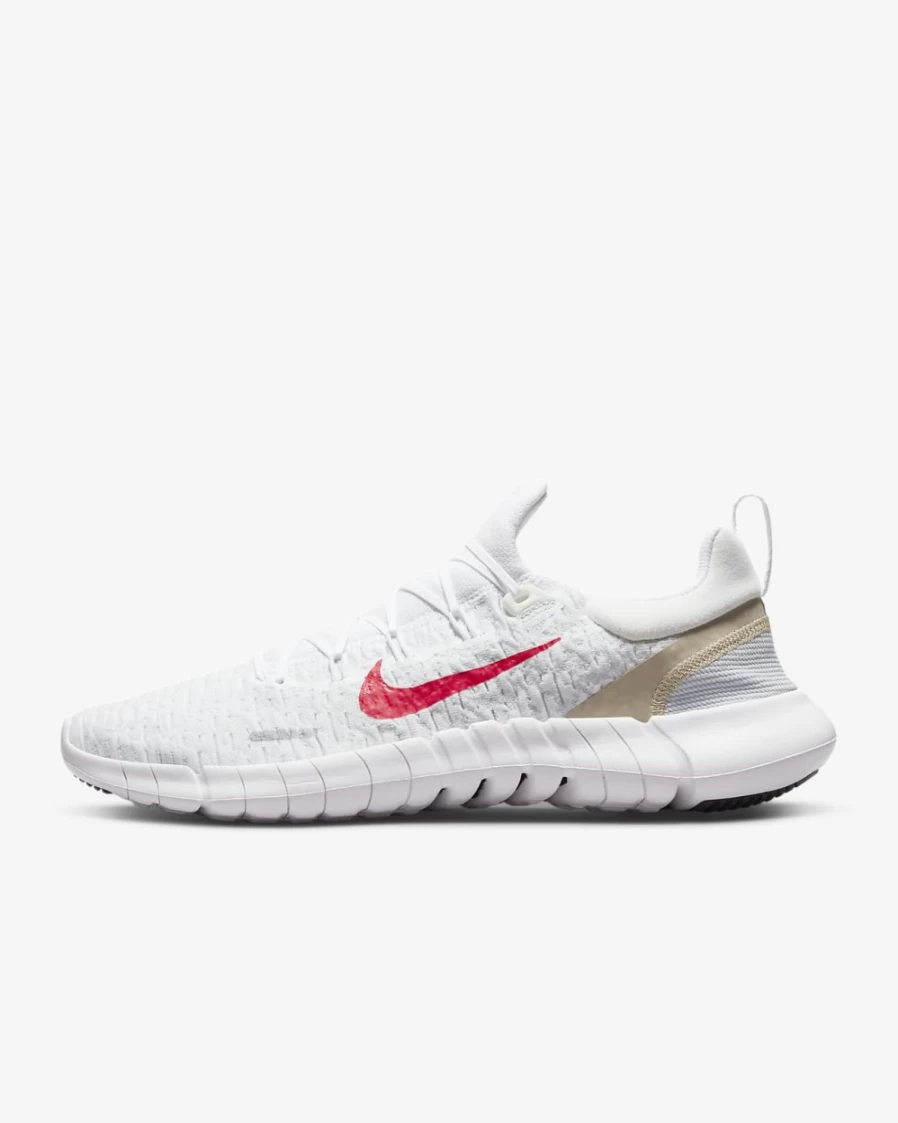 Nike Free Run 5.0 Men's Road Running Shoes - White/Off White/Pure Platinum/Siren Red