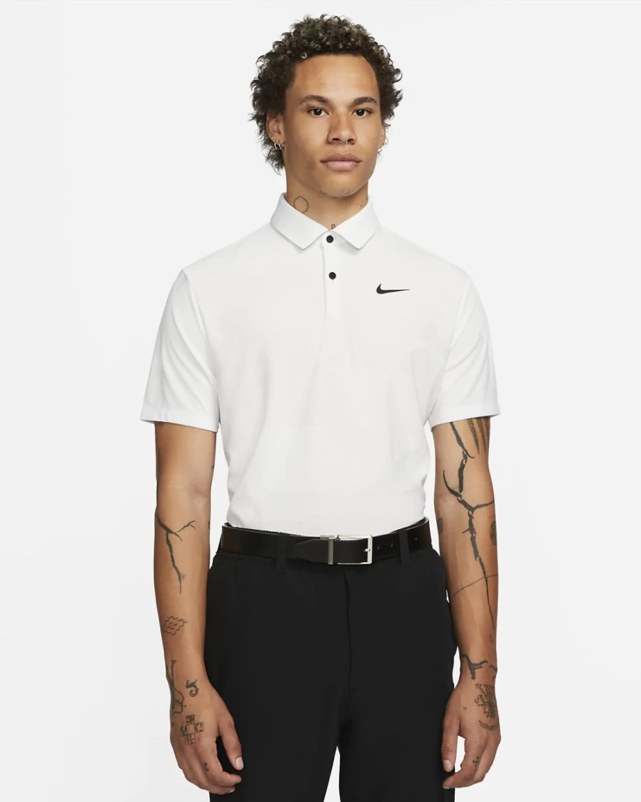 Nike Dri-FIT ADV Tour Men's Golf Polo Shirt - Summit White/Black Camo Print, Moisture-Wicking Performance Tee