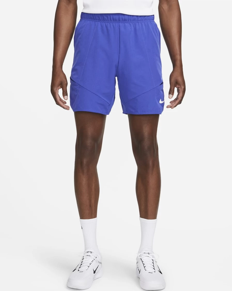 NikeCourt Dri-FIT Advantage Men's 7" Tennis Shorts in Lapis, Black & White - Moisture-Wicking Performance Shorts for Men
