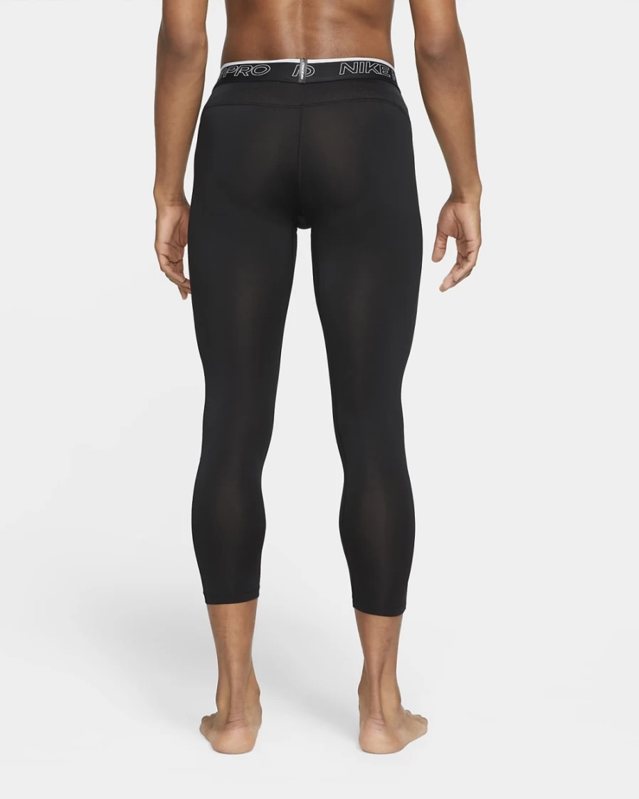 Nike Pro Dri-FIT Men's 3/4 Tights - Black/White - Compression Workout Pants for Running & Training