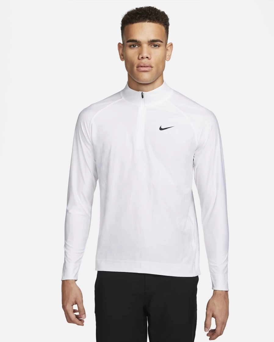 Nike Dri-FIT ADV Tour Men's 1/2-Zip Golf Top - White/Black - Breathable Performance Polo for Men