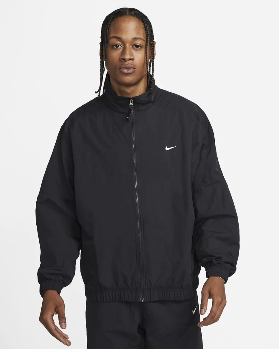 Nike Men's Black & White Solo Swoosh Track Jacket - Sportswear Running Training