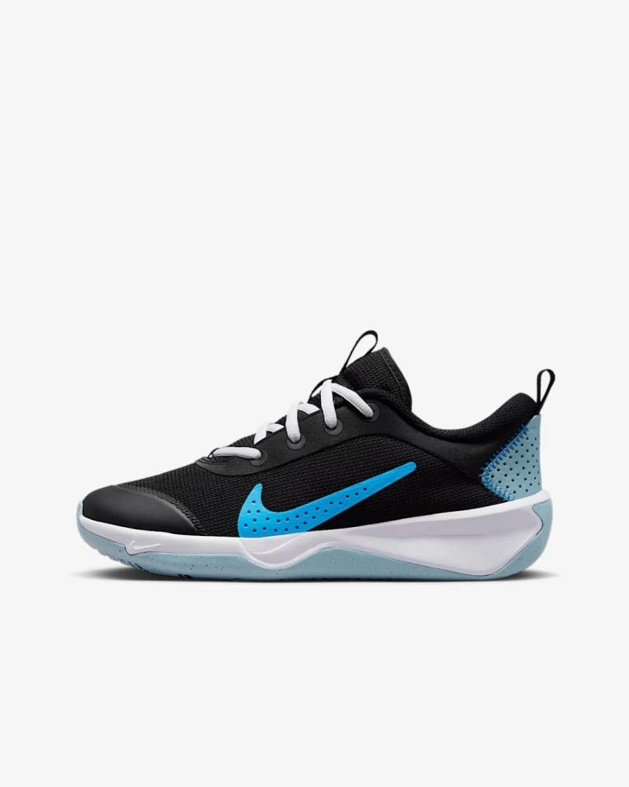 Nike Omni Multi-Court Big Kids' Basketball Shoes for Boys & Girls - Black/Ocean Bliss/Racer Blue/Blue Lightning - Indoor Court Sneakers