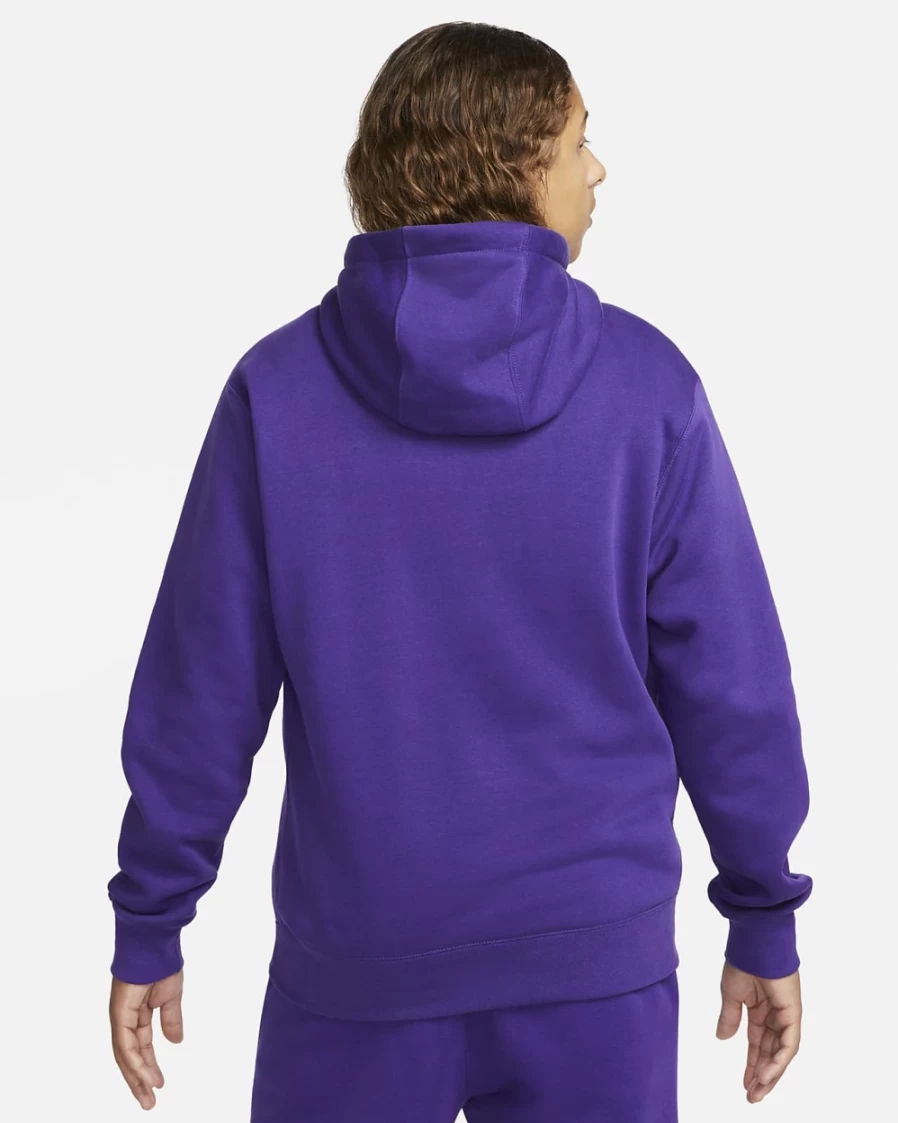 Nike Club Fleece Pullover Hoodie for Men - Court Purple & White Comfort Fit Sweatshirt