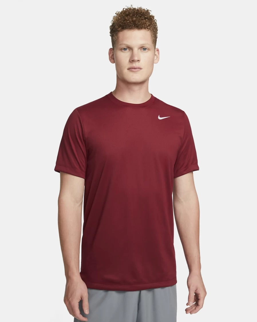 Nike Dri-FIT Legend Men's Fitness T-Shirt - Team Red/Matte Silver - Moisture-Wicking Workout Top