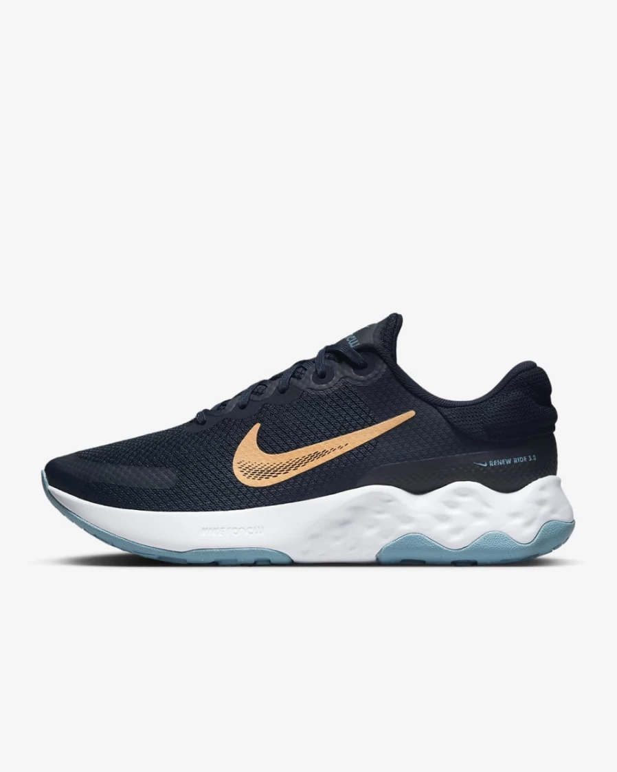 Nike Renew Ride 3 Men's Road Running Shoes - Obsidian/White/Cerulean/Peach Cream