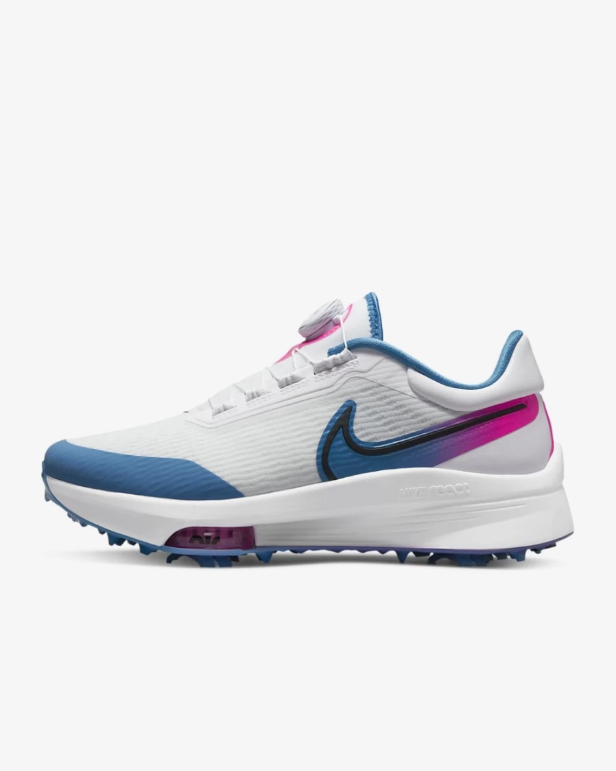 Nike Air Zoom Infinity Tour NEXT% Boa Men's Golf Shoes Wide - White, Aurora Blue, Pink Blast, Black