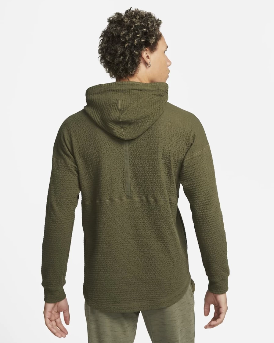 Nike Dri-FIT Men's Yoga Texture Pullover Hoodie in Cargo Khaki