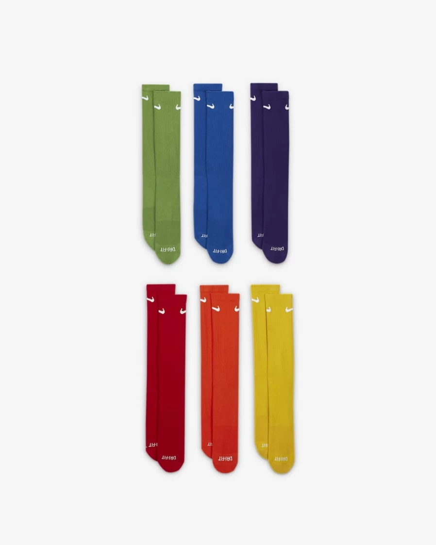 Nike Men's Multi-Color Everyday Plus Cushioned Training Crew Socks 6-Pack